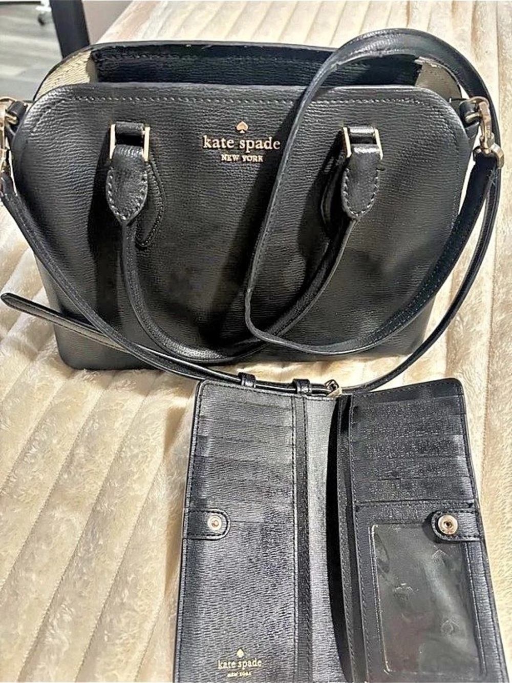 Kate Spade Shoulder Bag with Matching Wallet in Black